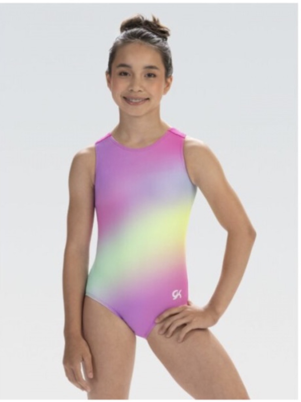 New GK elite tank leotard with crunchie child medium